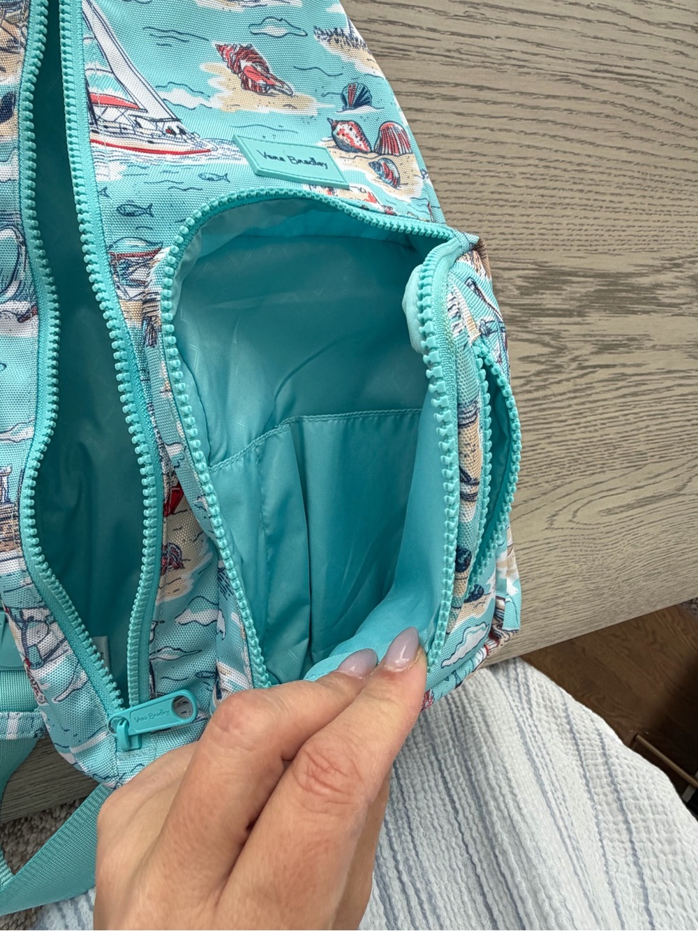 Vera Bradley Aqua Coastal Print Sling Bag - Picture 5 of 6